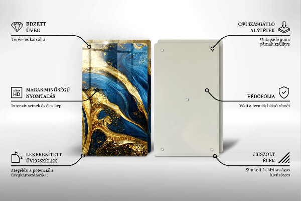 Kitchen worktop saver Blue-gold marble