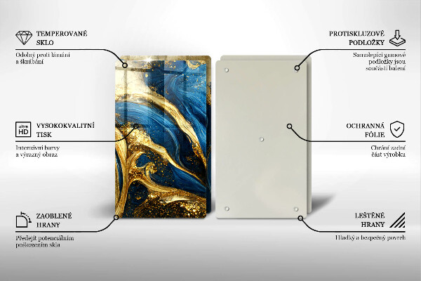 Kitchen worktop saver Blue-gold marble