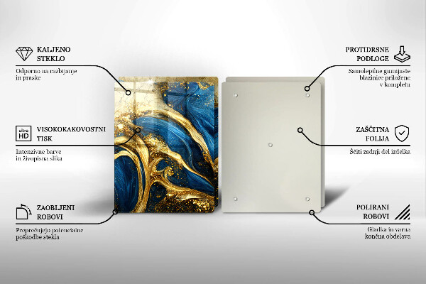 Kitchen worktop saver Blue-gold marble