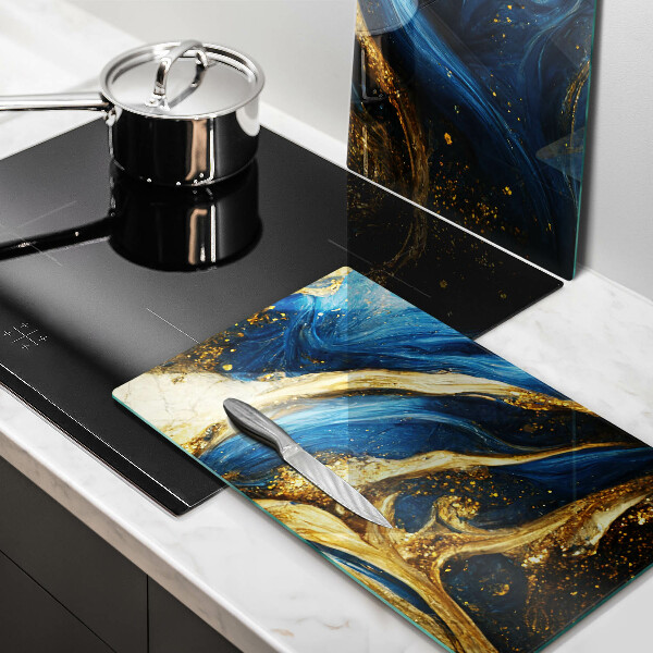 Kitchen worktop saver Blue-gold marble