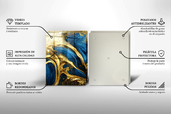 Kitchen worktop saver Blue-gold marble
