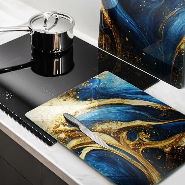 Kitchen worktop saver Blue-gold marble