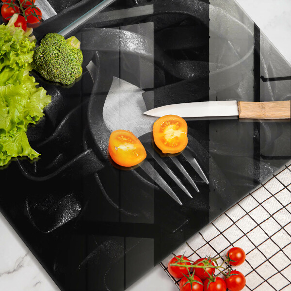 Glass worktop saver Black tagliatelle pasta