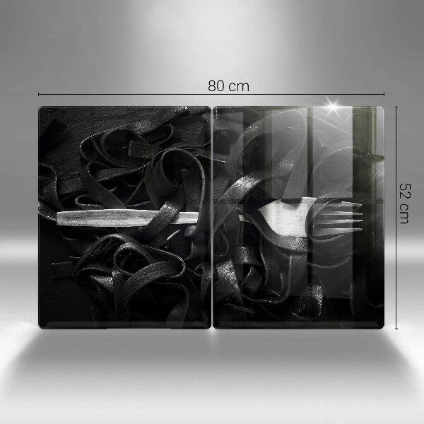 Glass worktop saver Black tagliatelle pasta
