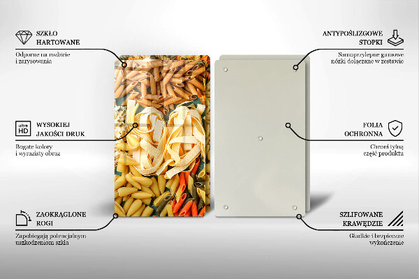 Glass worktop saver Different types of pasta
