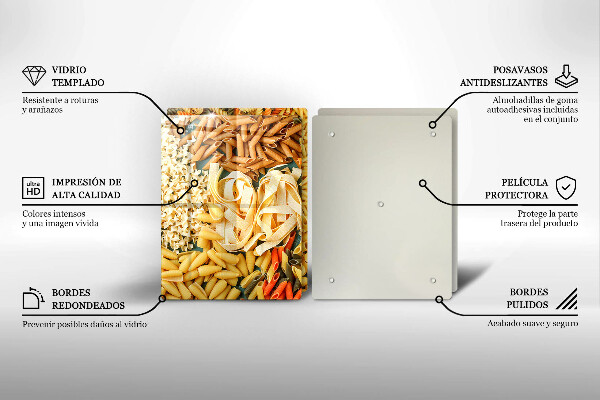 Glass worktop saver Different types of pasta