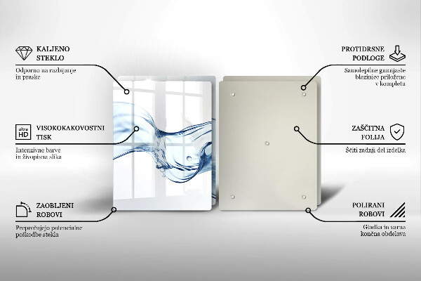 Glass worktop saver Crystalline water