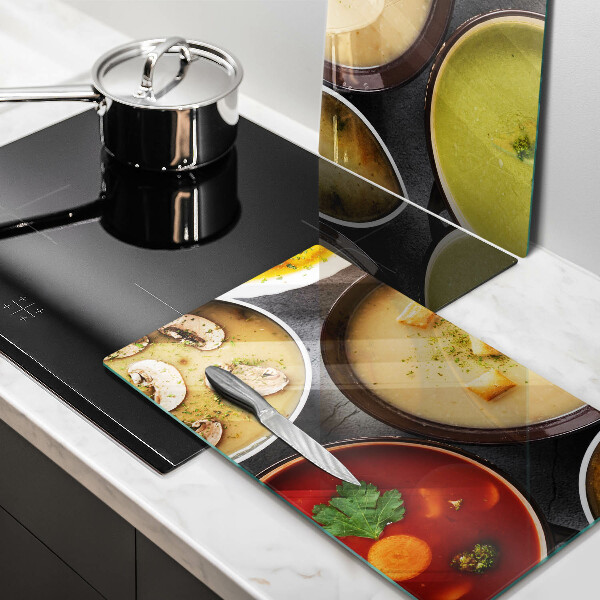 Glass worktop saver Colorful soups