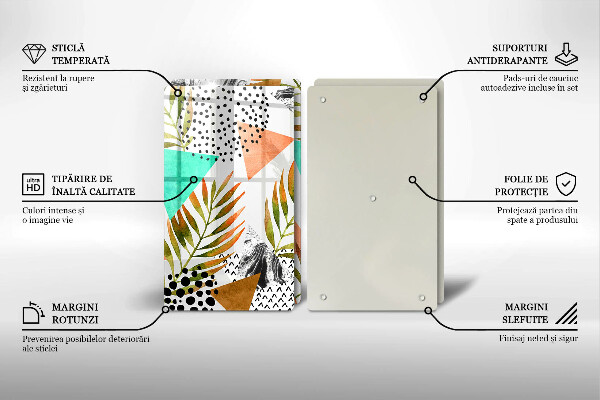 Kitchen worktop protector Boho leaves pattern