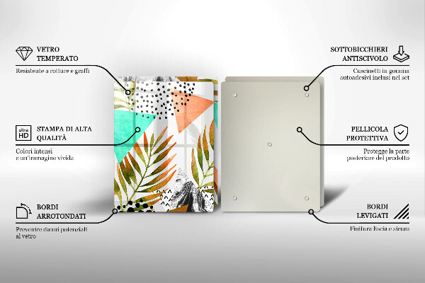 Kitchen worktop protector Boho leaves pattern