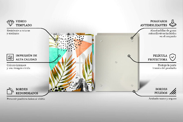 Kitchen worktop protector Boho leaves pattern