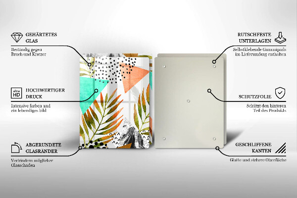 Kitchen worktop protector Boho leaves pattern