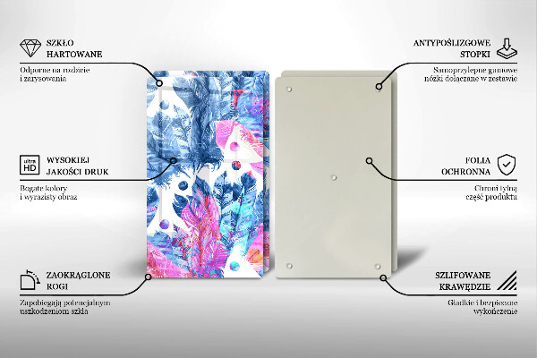 Kitchen worktop protector Illustration of boho feathers