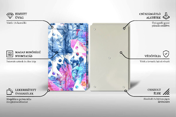 Kitchen worktop protector Illustration of boho feathers