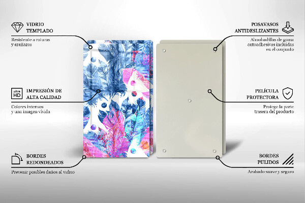 Kitchen worktop protector Illustration of boho feathers