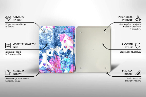 Kitchen worktop protector Illustration of boho feathers