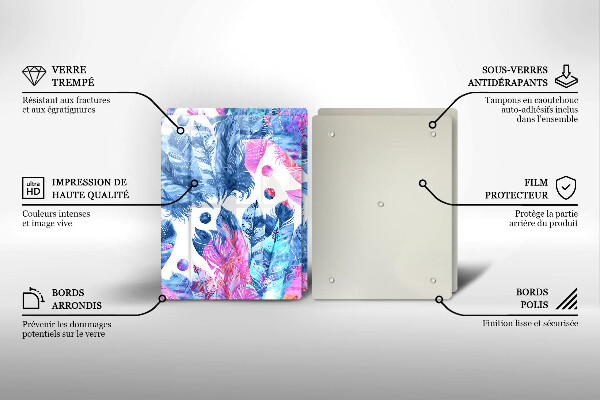 Kitchen worktop protector Illustration of boho feathers