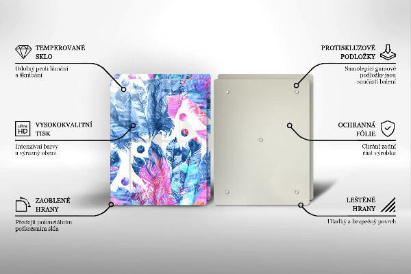 Kitchen worktop protector Illustration of boho feathers