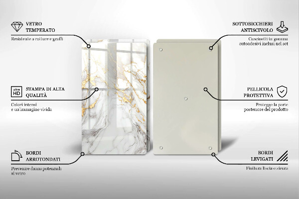 Worktop protector Light marble with gold