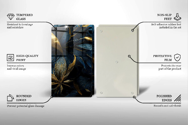 Kitchen worktop protector Decorative leaves with gold