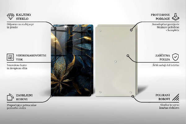 Kitchen worktop protector Decorative leaves with gold