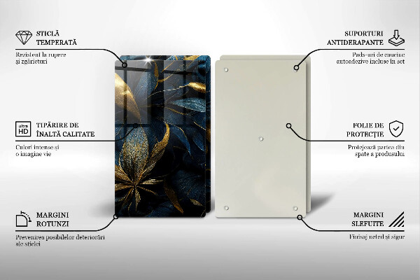 Kitchen worktop protector Decorative leaves with gold