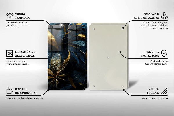 Kitchen worktop protector Decorative leaves with gold