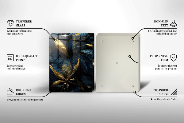 Kitchen worktop protector Decorative leaves with gold