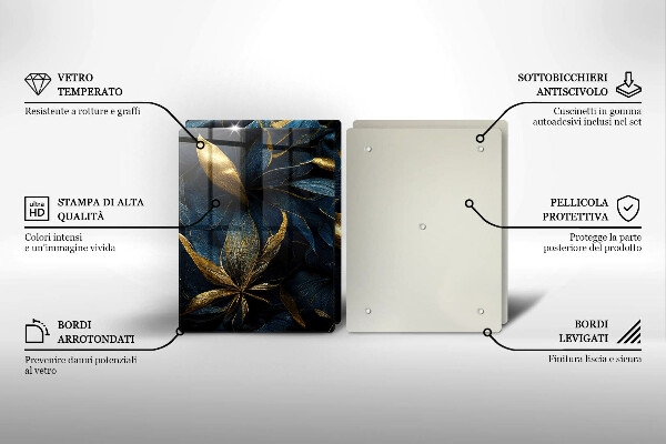 Kitchen worktop protector Decorative leaves with gold