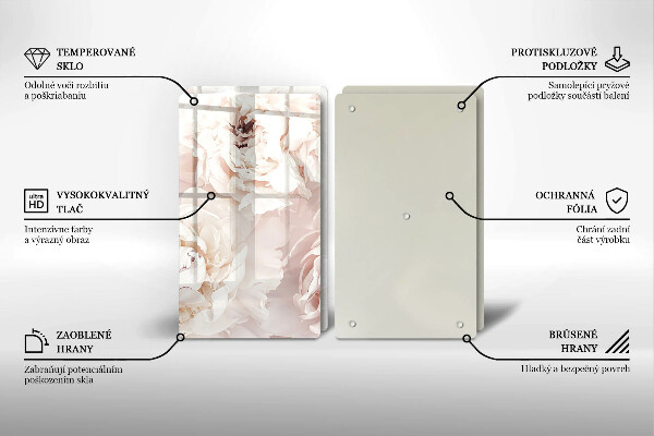 Kitchen worktop protector Pastel peonies