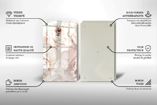 Kitchen worktop protector Pastel peonies