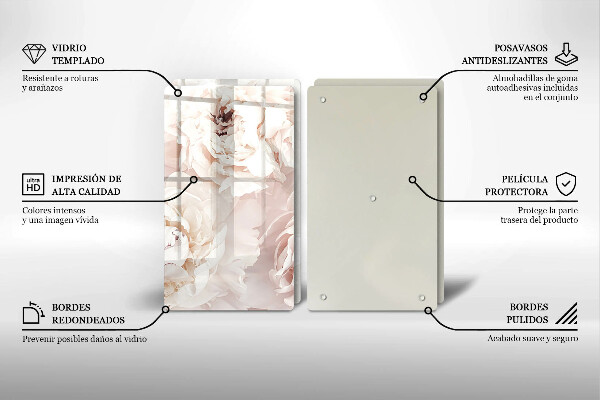 Kitchen worktop protector Pastel peonies