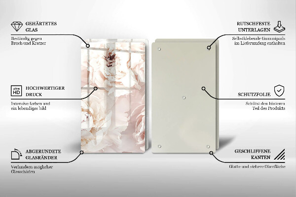 Kitchen worktop protector Pastel peonies