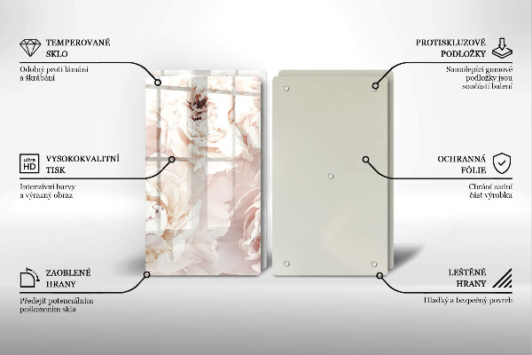 Kitchen worktop protector Pastel peonies