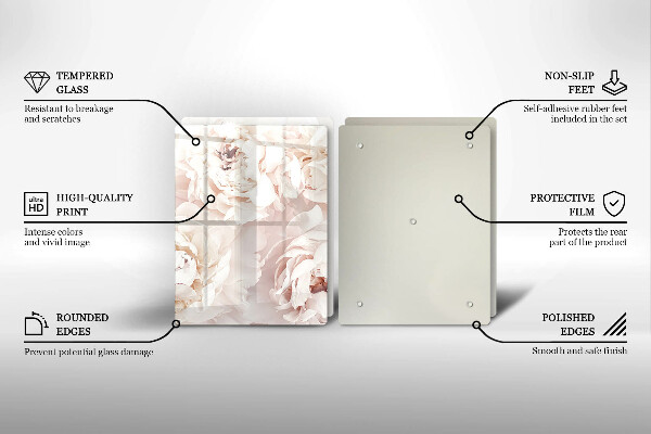 Kitchen worktop protector Pastel peonies