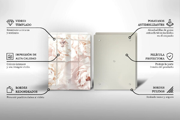 Kitchen worktop protector Pastel peonies