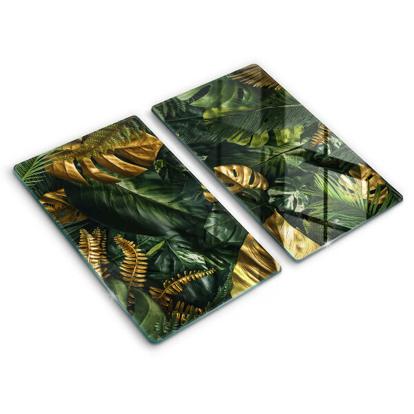 Kitchen worktop protector Monstera golden leaves