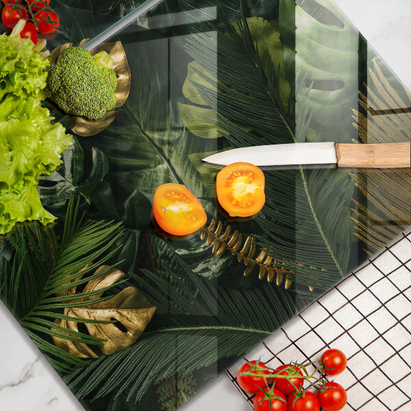 Kitchen worktop protector Monstera golden leaves