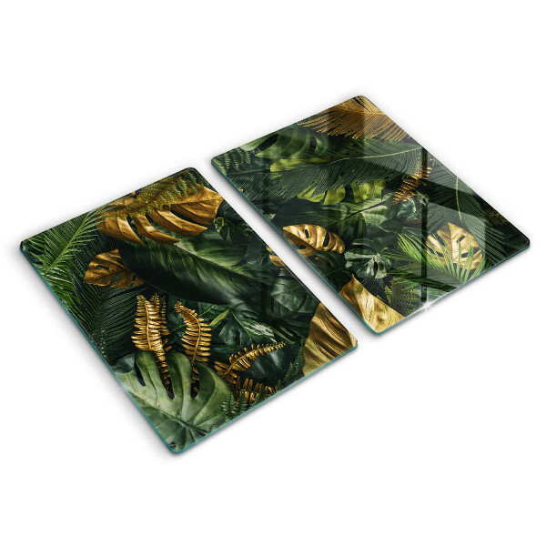 Kitchen worktop protector Monstera golden leaves