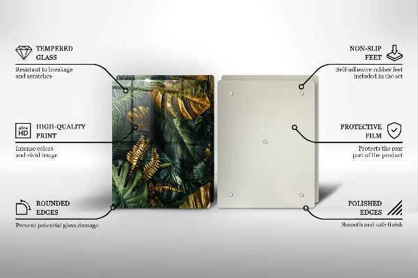 Kitchen worktop protector Monstera golden leaves