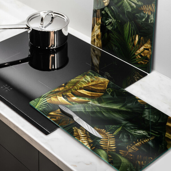 Kitchen worktop protector Monstera golden leaves