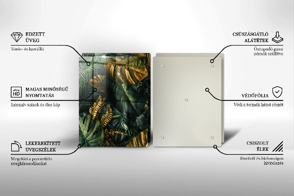 Kitchen worktop protector Monstera golden leaves