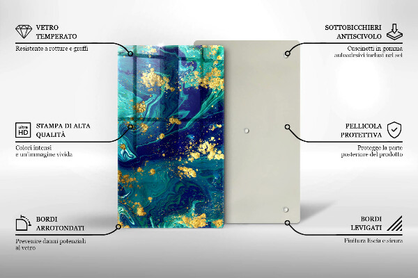 Glass worktop saver Abstraction with gold