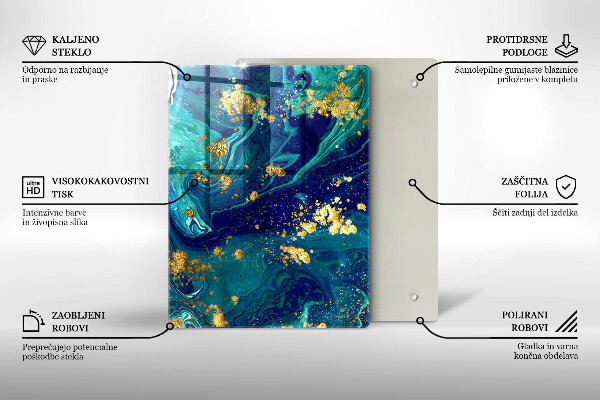 Glass worktop saver Abstraction with gold