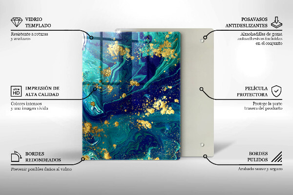 Glass worktop saver Abstraction with gold