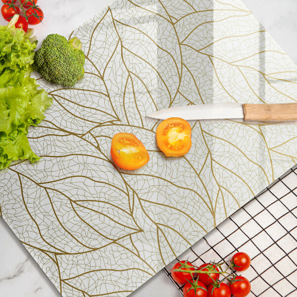 Glass worktop saver Line-art leaves pattern