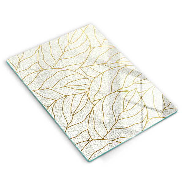 Glass worktop saver Line-art leaves pattern