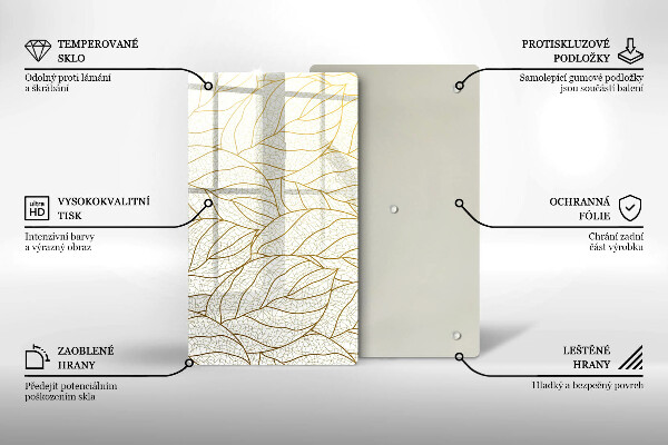 Glass worktop saver Line-art leaves pattern