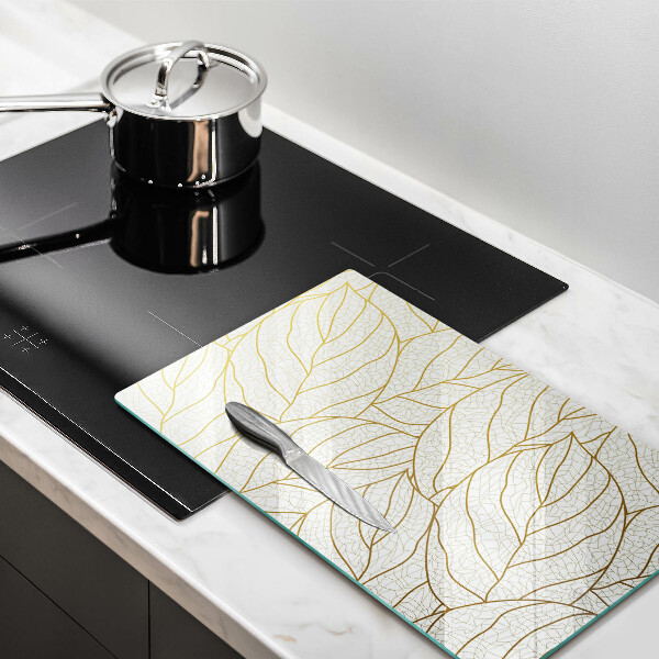 Glass worktop saver Line-art leaves pattern
