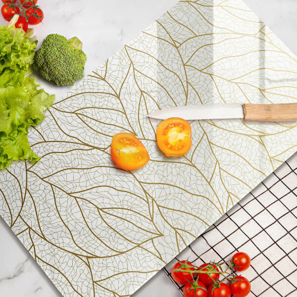 Glass worktop saver Line-art leaves pattern
